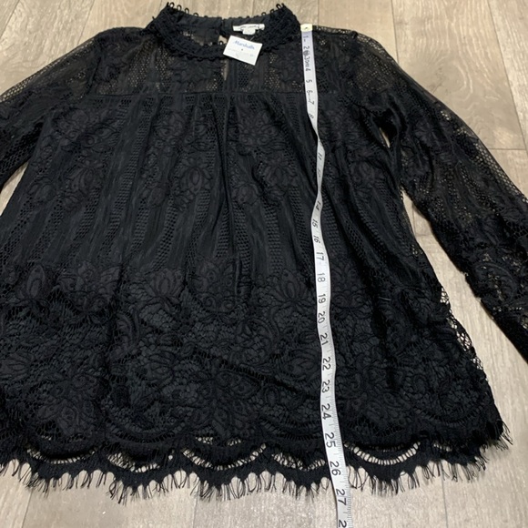 NWT Ultra Pink Mesh Floral Embroidered Goth Dark Black Sheer Eyelet Top Shirt - Picture 6 of 9